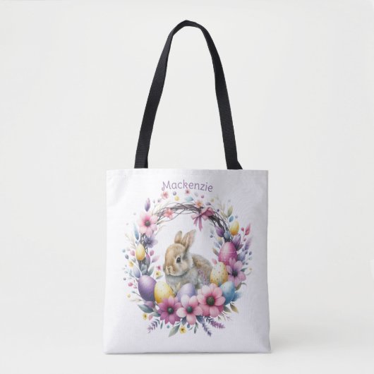 Waterverf paashaas gepersonaliseerd tote bag (Voorkant)