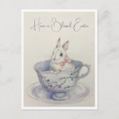 Waterverf paashaas in Teacup Feestdagenkaart (Voorkant)