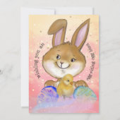 Waterverf Paashaas Kinder Roze Feestdagenkaart (Achterkant)