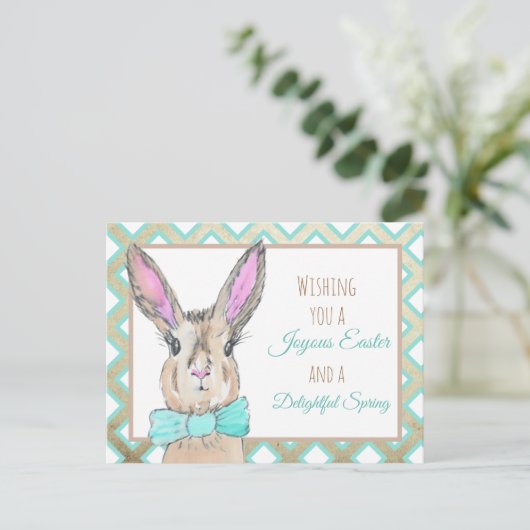  Waterverf Paashaas Konijn Briefkaart (Staand voorkant)