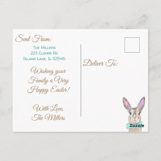  Waterverf Paashaas Konijn Briefkaart (Achterkant)