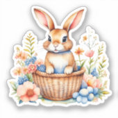  Waterverf Paashaas Konijn Sticker (Voorkant)