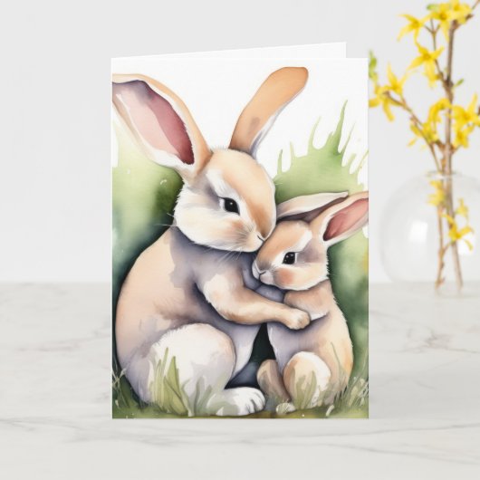 Waterverf paashaas liefde kaart (Gele Bloem)