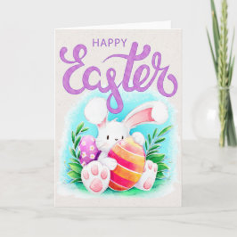 Waterverf paashaas met eitjes - Happy Easter Feestdagen Kaart
