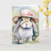 Waterverf paashaas met motorkap kaart (Gele Bloem)