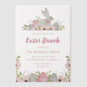 waterverf paashaas roze bloemenbrunch vellum uitnodigingen (Voorkant)