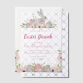 waterverf paashaas roze bloemenbrunch vellum uitnodigingen (Offset (Uitnodiging))