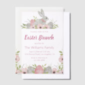 waterverf paashaas roze bloemenbrunch vellum uitnodigingen (Offset)