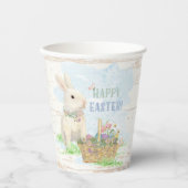 Waterverf paashaas Rustisch hout Papieren Bekers (Voorkant)
