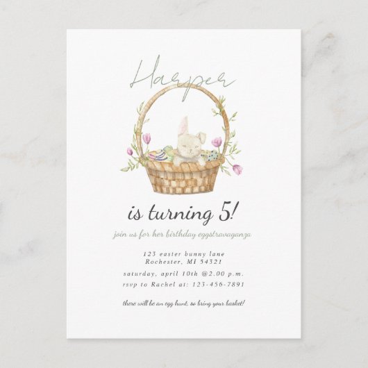 waterverf paashaas verjaardagsuitnodiging briefkaart (Voorkant)