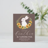 Waterverf Paashaas Zonnebloem Bloemen Kaart (Staand voorkant)