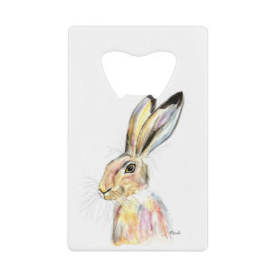 Waterverf Paashare Bunny Cute Animals Creditkaart Flessenopener