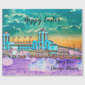 Waterverf paaskleuren van Navy Pier Chicago 1920 Cadeaupapier (Vlak)