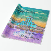 Waterverf paaskleuren van Navy Pier Chicago 1920 Cadeaupapier (Uitgerold)
