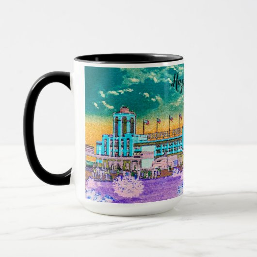 Waterverf paaskleuren van Navy Pier Chicago 1920 Mok (Links)