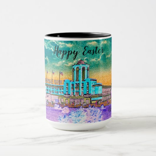 Waterverf paaskleuren van Navy Pier Chicago 1920 Mok (Midden)