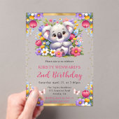 Waterverf Paaskolala & Lente Bloemen Verjaardag Acryl Uitnodigingen (Insitu (Draagbaar))