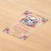 Waterverf Paaskolala & Lente Bloemen Verjaardag Acryl Uitnodigingen (Laagn)