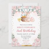 Waterverf paaskonijn en bloemen verjaardag kaart (Voorkant)