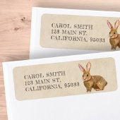 Waterverf paaskonijn. etiket