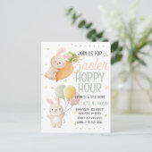Waterverf Paaskonijn Hoppy Hour Egg Hunt Briefkaart (Staand voorkant)
