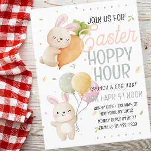 Waterverf Paaskonijn Hoppy Hour Egg Hunt Briefkaart