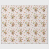 Waterverf Paaskonijn, Wortelen & Bloemontwerp Cadeaupapier (Vlak)