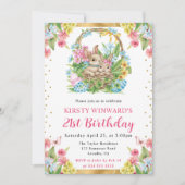 Waterverf paaskonijnen voorjaar 21ste verjaardag kaart (Voorkant)