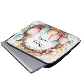 Waterverf Paaskrans met eitjes en bloemen Laptop Sleeve (Voorkant onderkant)