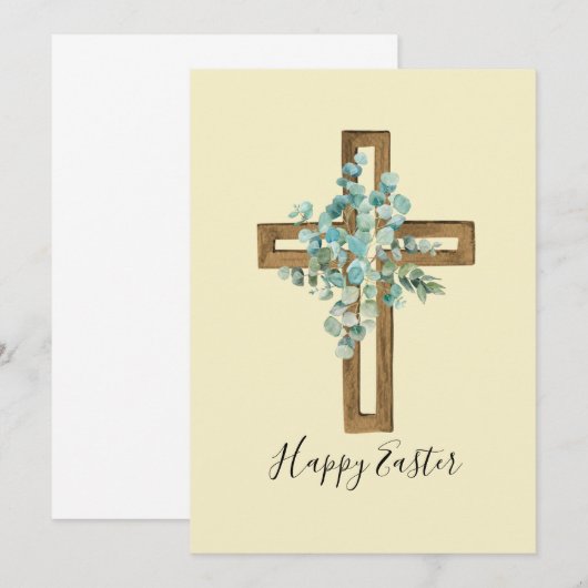 Waterverf paaskruis en eucalyptus (Voorkant / Achterkant)