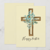 Waterverf paaskruis en eucalyptus feestdagenkaart (Voorkant / Achterkant)