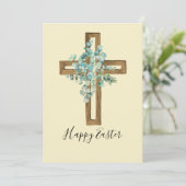 Waterverf paaskruis en eucalyptus feestdagenkaart (Staand voorkant)
