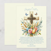 Waterverf Paaskruis gepersonaliseerd Feestdagenkaart (Voorkant / Achterkant)