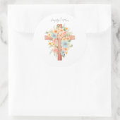 Waterverf Paaskruis gepersonaliseerd Ronde Sticker (Tas)