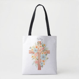 Waterverf Paaskruis gepersonaliseerd Tote Bag