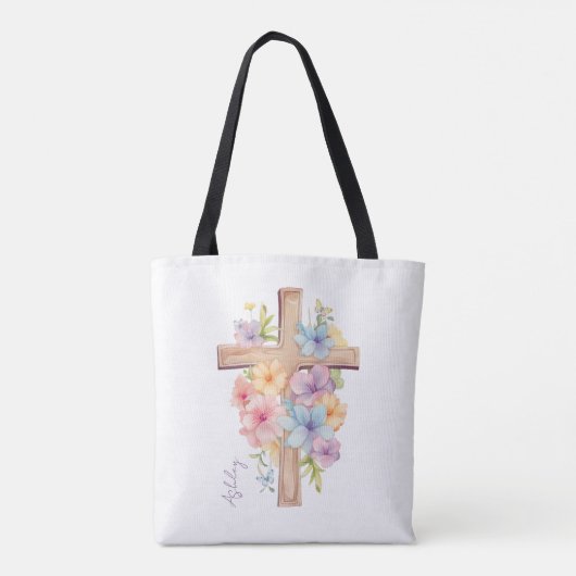Waterverf Paaskruis gepersonaliseerd Tote Bag (Achterkant)