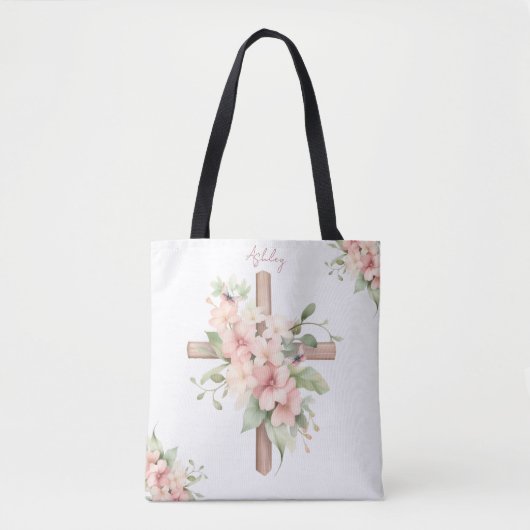 Waterverf Paaskruis gepersonaliseerd Tote Bag (Voorkant)