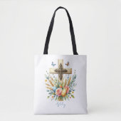 Waterverf Paaskruis gepersonaliseerd Tote Bag (Voorkant)