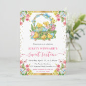 Waterverf paaskuikens en eitjes Spring Sweet 16 Kaart (Staand voorkant)