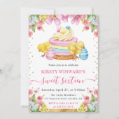 Waterverf paaskuikens en taart Spring Sweet 16 Kaart (Voorkant)