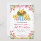 Waterverf paaskuikens voorjaar 21ste verjaardag kaart (Voorkant)