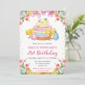 Waterverf paaskuikens voorjaar 21ste verjaardag kaart (Staand voorkant)