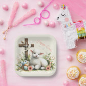 Waterverf Paaslam gepersonaliseerd Papieren Bordje (Feest)