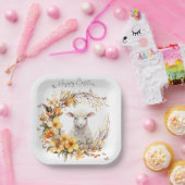 Waterverf Paaslam gepersonaliseerd Papieren Bordje (Feest)