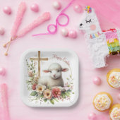 Waterverf Paaslam gepersonaliseerd Papieren Bordje (Feest)