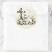 Waterverf Paaslam gepersonaliseerd Ronde Sticker (Tas)