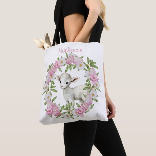 Waterverf Paaslam gepersonaliseerd Tote Bag (Dichtbij)