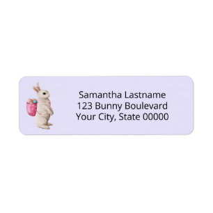 Waterverf paaslegger met bunny Basket Lavender Etiket