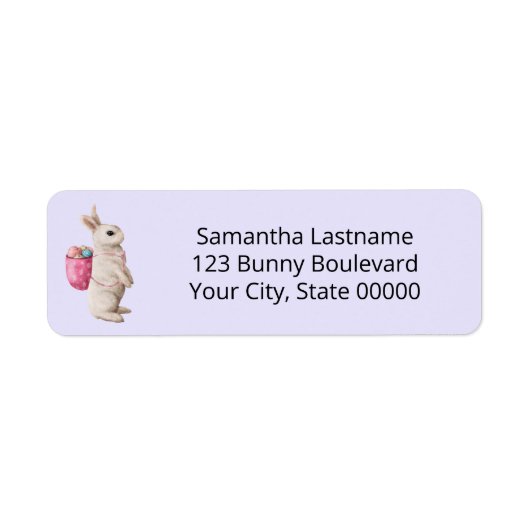 Waterverf paaslegger met bunny Basket Lavender Etiket (Voorkant)