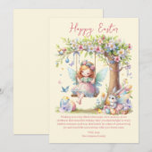 Waterverf paaslente fee feestdagenkaart (Voorkant / Achterkant)